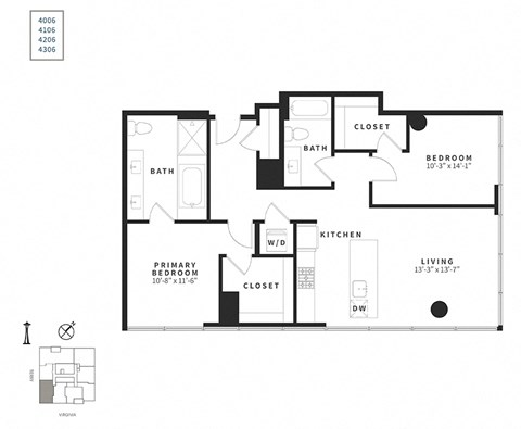 a floor plan of a bedroom apartment